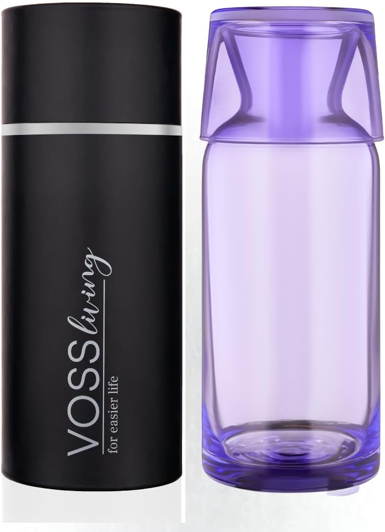 Cobalt Violet Bedside Water Carafe and Glass Set 23.6 Oz