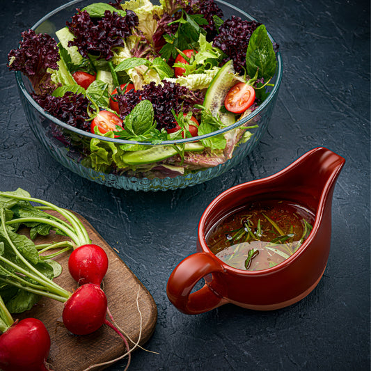 Brown Gravy Boat Hand Crafted Terracotta Clay with Ergonomic Handle 11 Oz