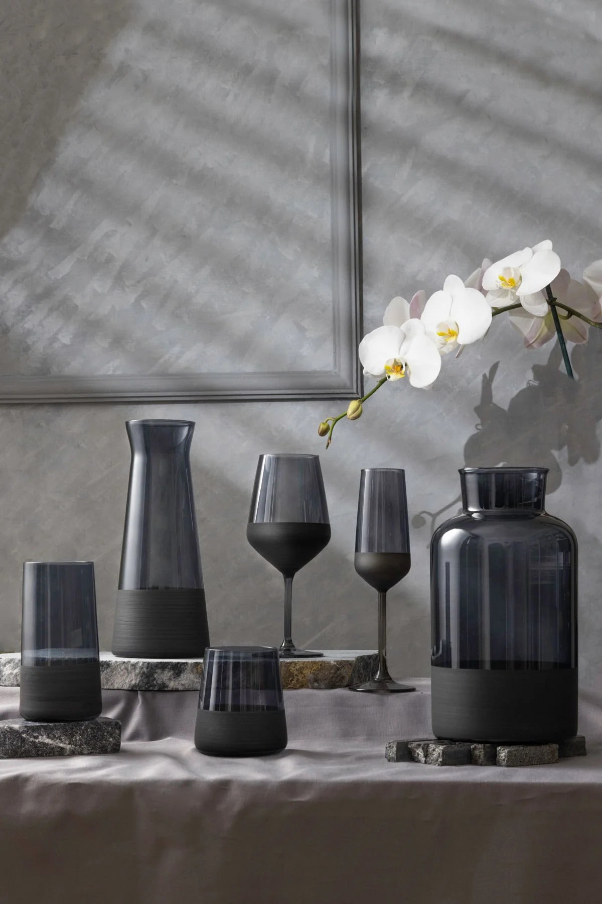 Black Drinking Glass Set Water Glasses for Home