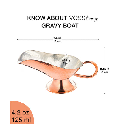 Copper Handmade Gravy Boat 4.2 Oz