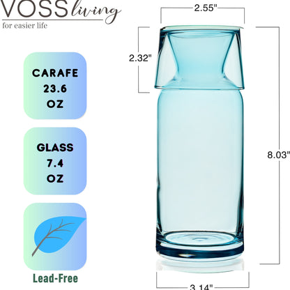 Cobalt Blue Bedside Water Carafe and Glass Set 23.6 Oz