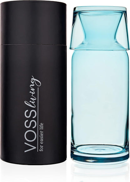 Cobalt Blue Bedside Water Carafe and Glass Set 23.6 Oz