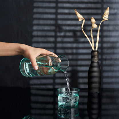 Sea Green Bedside Water Carafe and Glass Set 23.6 Oz